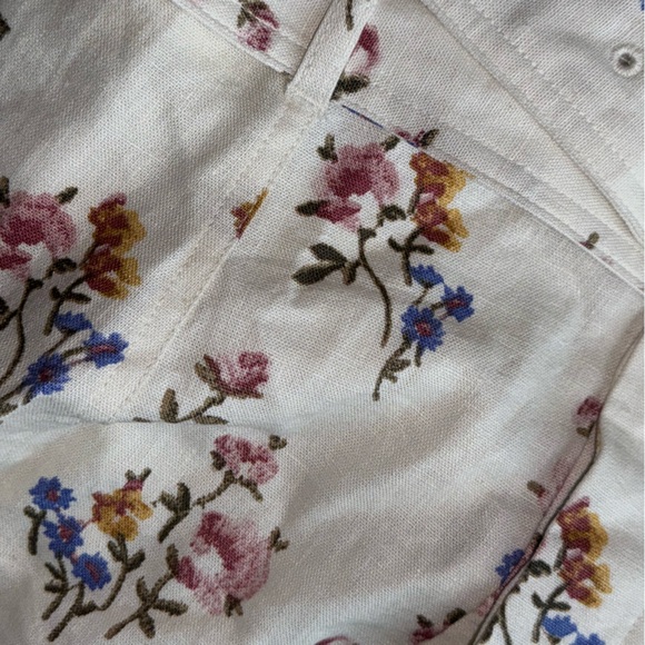 House of Harlow 1960 linen floral romper with pearl belt detail buckle sz 12 - Picture 10 of 13